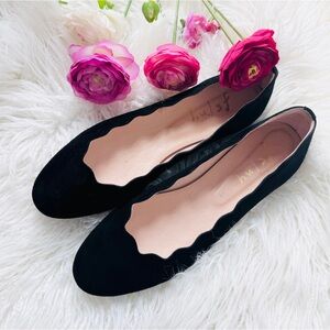 French Sole Jigsaw Black Suede Flats